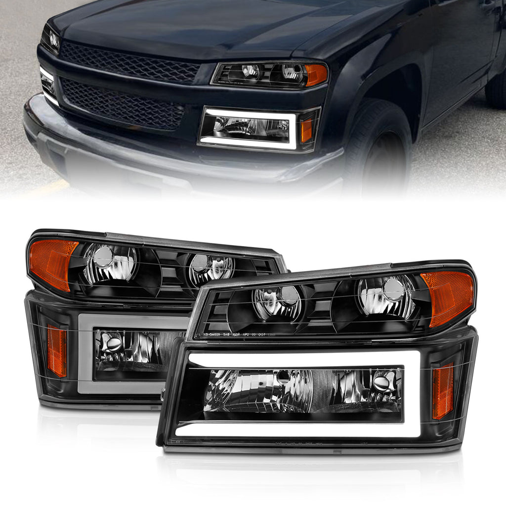 04-12-Gm-ColoradoCanyonI-Series-Crystal-Headlights---W-Light-Bar-Black-Housing-4Pcs