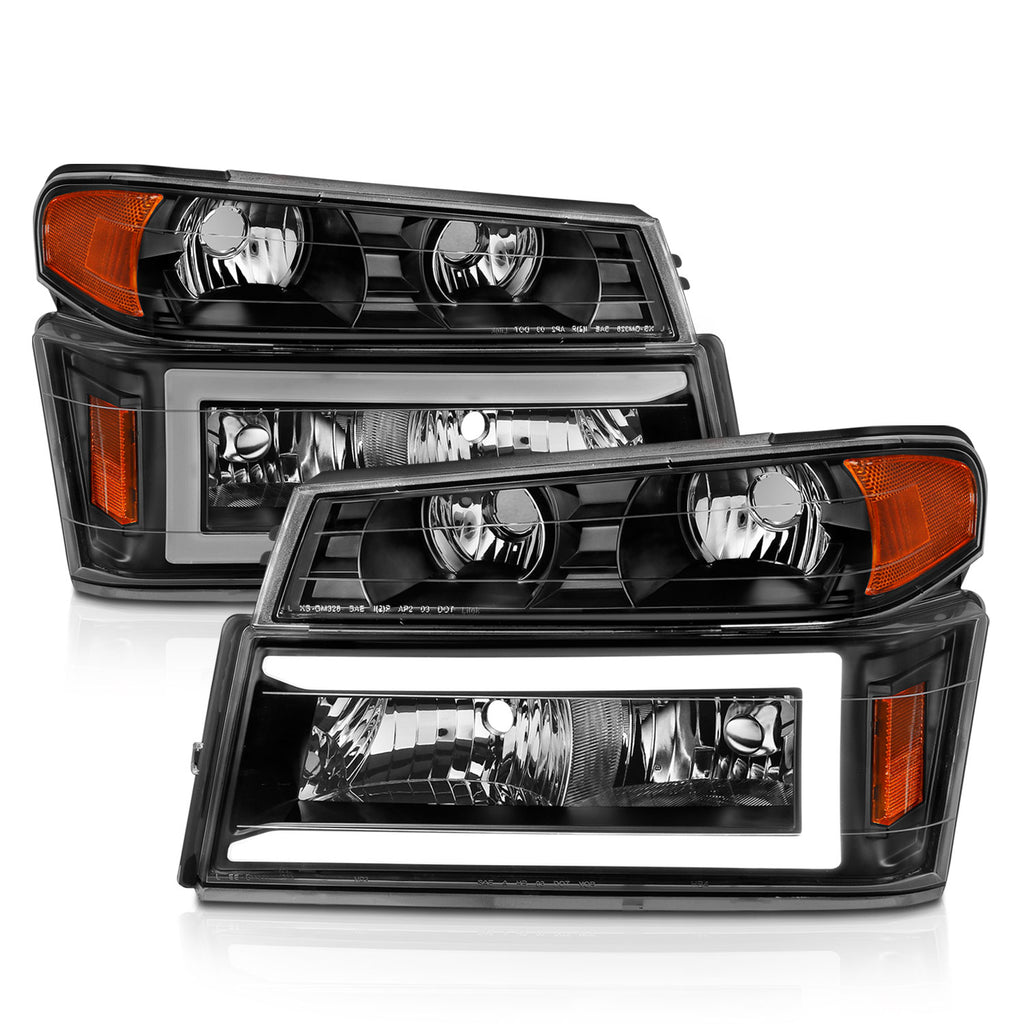 04-12-Gm-ColoradoCanyonI-Series-Crystal-Headlights---W-Light-Bar-Black-Housing-4Pcs