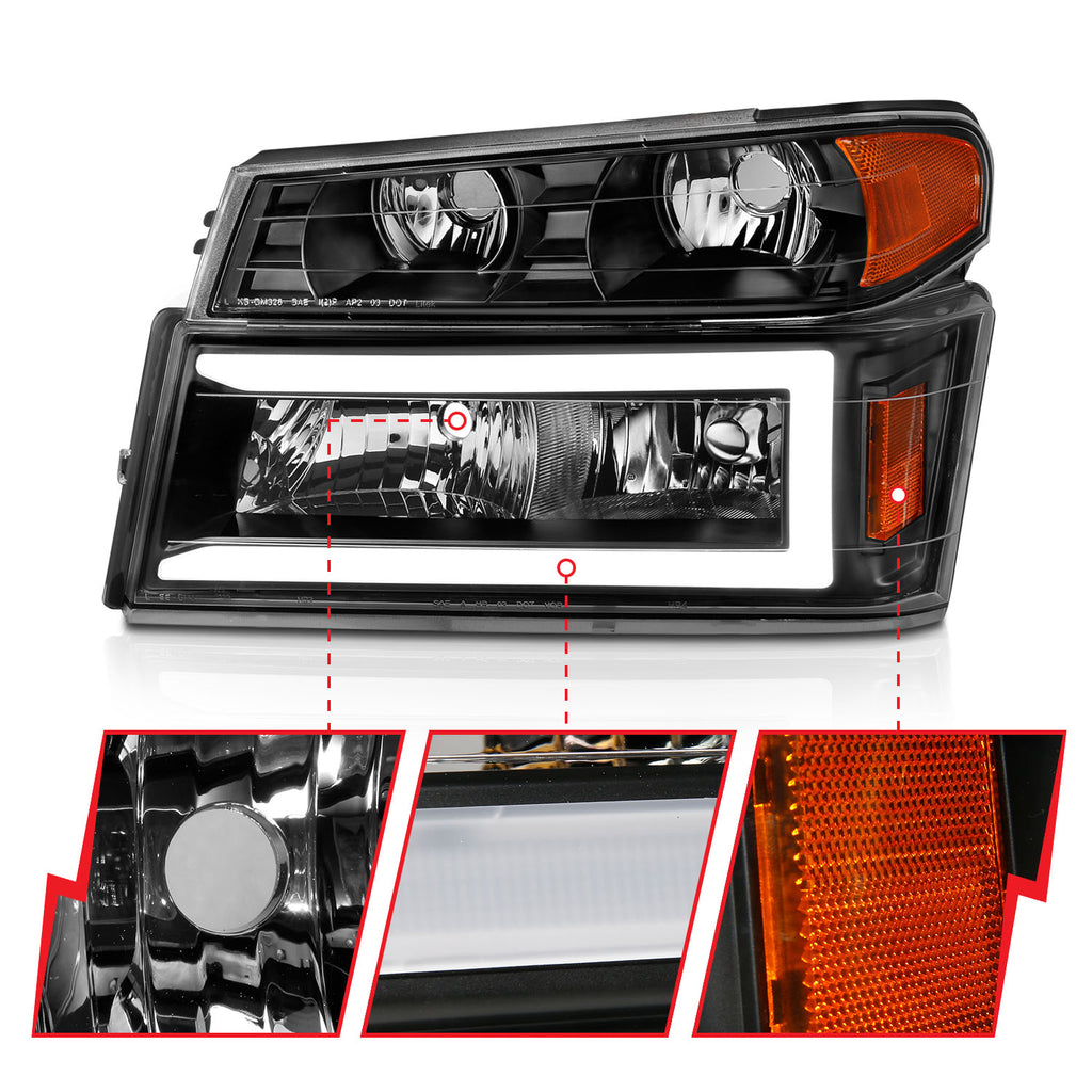 04-12-Gm-ColoradoCanyonI-Series-Crystal-Headlights---W-Light-Bar-Black-Housing-4Pcs
