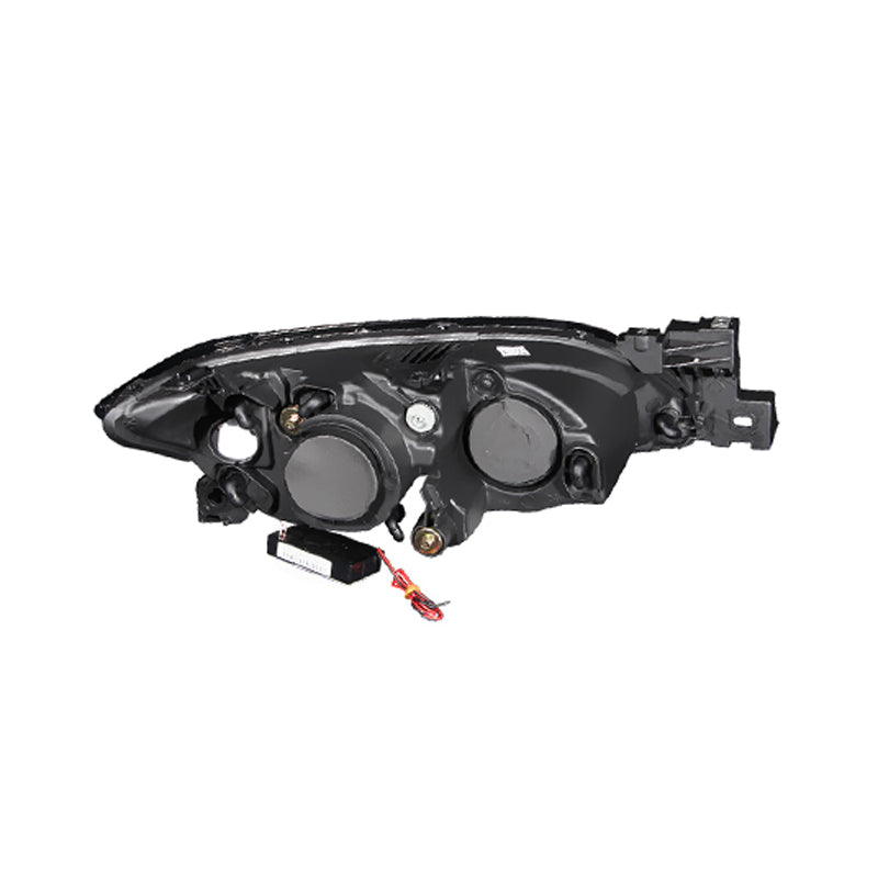0407-Mazda-3-4Dr-Headlights-Chrome-Clear-Projector-With-Halos-DrivePass