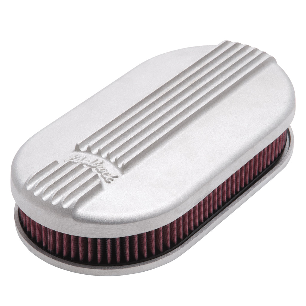 Edelbrock 41159 Classic Series Satin Small Oval Cast Air Cleaner for Single 4-bbl Carb