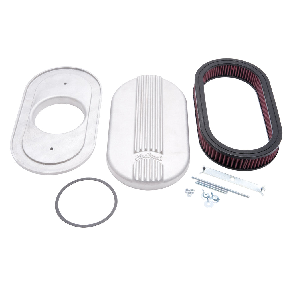 Edelbrock 41159 Classic Series Satin Small Oval Cast Air Cleaner for Single 4-bbl Carb