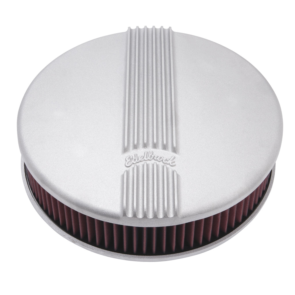 Edelbrock 41179 Classic Series Satin Round Cast Air Cleaner for Single 4-bbl Carb - 3" Element