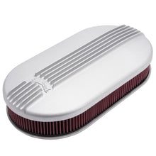 Load image into Gallery viewer, Edelbrock 41199 Pro-Flo Satin Large Oval Cast Air Cleaner for Dual-Quads - 2.4" Element