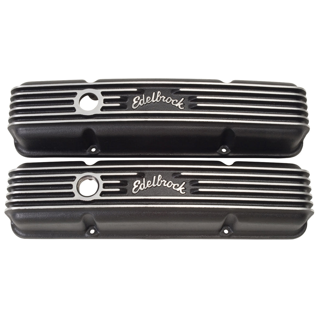 Edelbrock 41443 Classic Series Valve Cover for Chevy 262-400 V8 1959-86 for Select Buick Century, Buick LeSabre, Buick Regal, Buick Skylark, Chevrolet Bel Air, Chevrolet Biscayne, Chevrolet Blazer, Chevrolet Brookwood, Chevrolet C10, Chevrolet C10