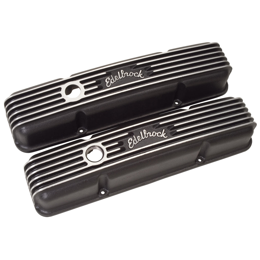 Edelbrock 41443 Classic Series Valve Cover for Chevy 262-400 V8 1959-86 for Select Buick Century, Buick LeSabre, Buick Regal, Buick Skylark, Chevrolet Bel Air, Chevrolet Biscayne, Chevrolet Blazer, Chevrolet Brookwood, Chevrolet C10, Chevrolet C10