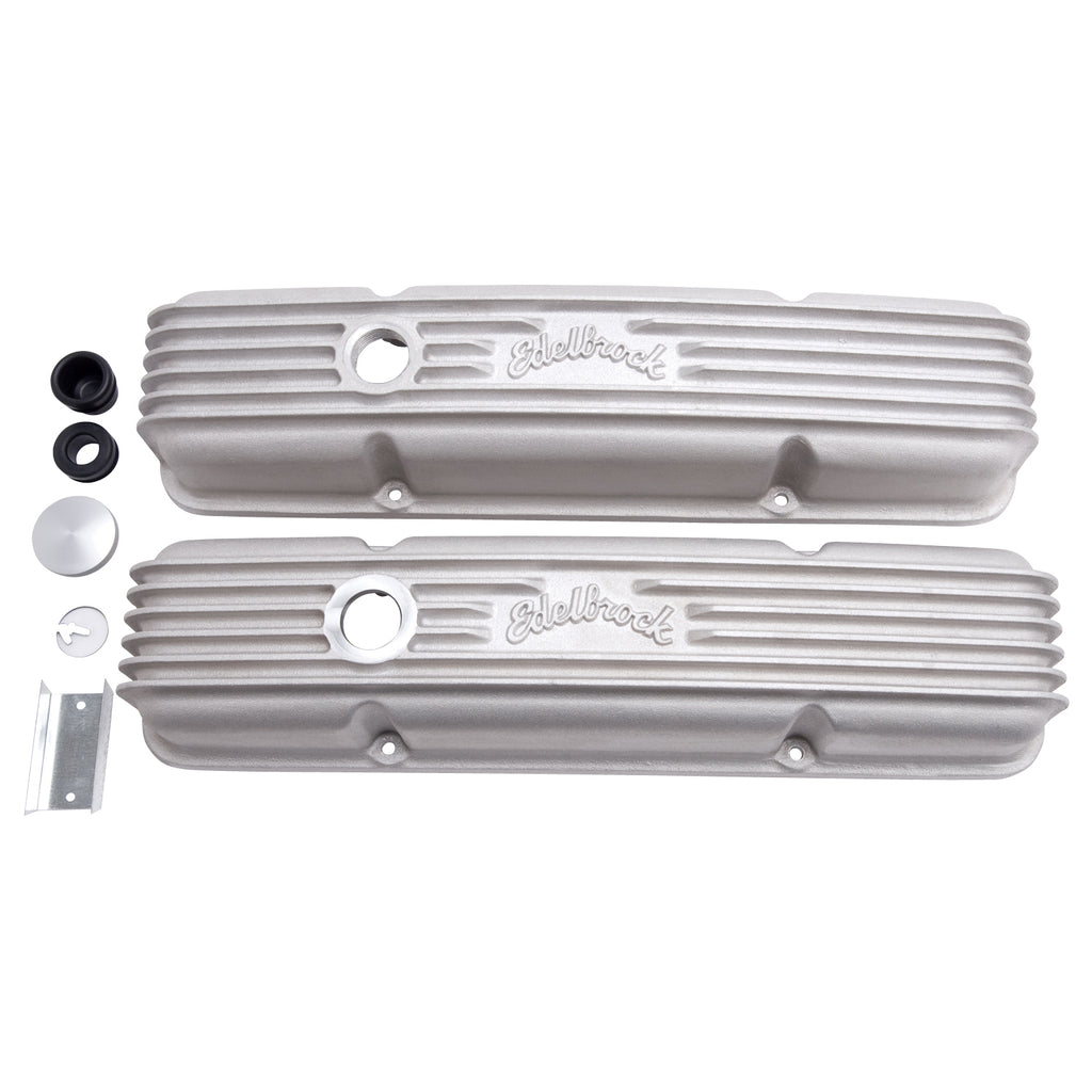 Edelbrock 41449 Classic Series Valve Cover for Chevy 262-400 V8 1959-86