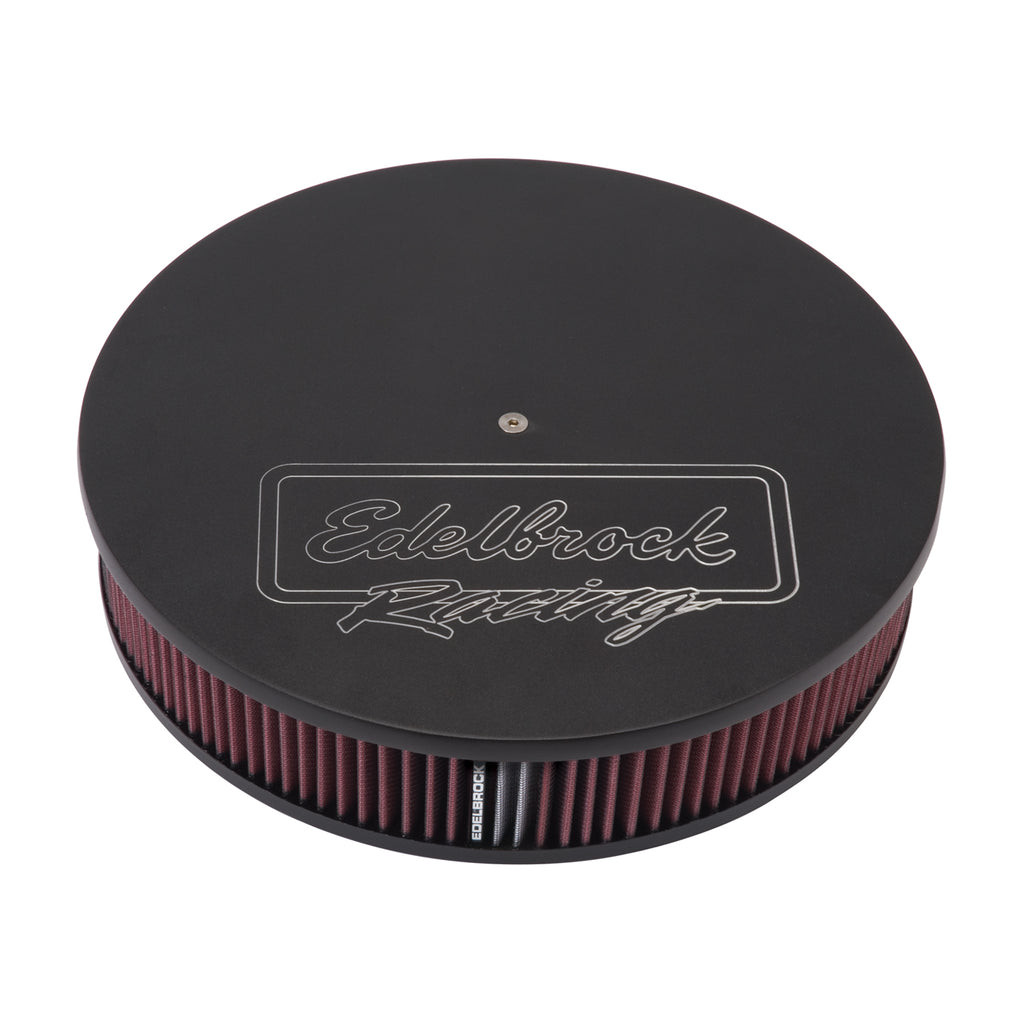 Edelbrock 41613 Victor Series Round Air Cleaner, 14" diameter with 3" element, Black Finish