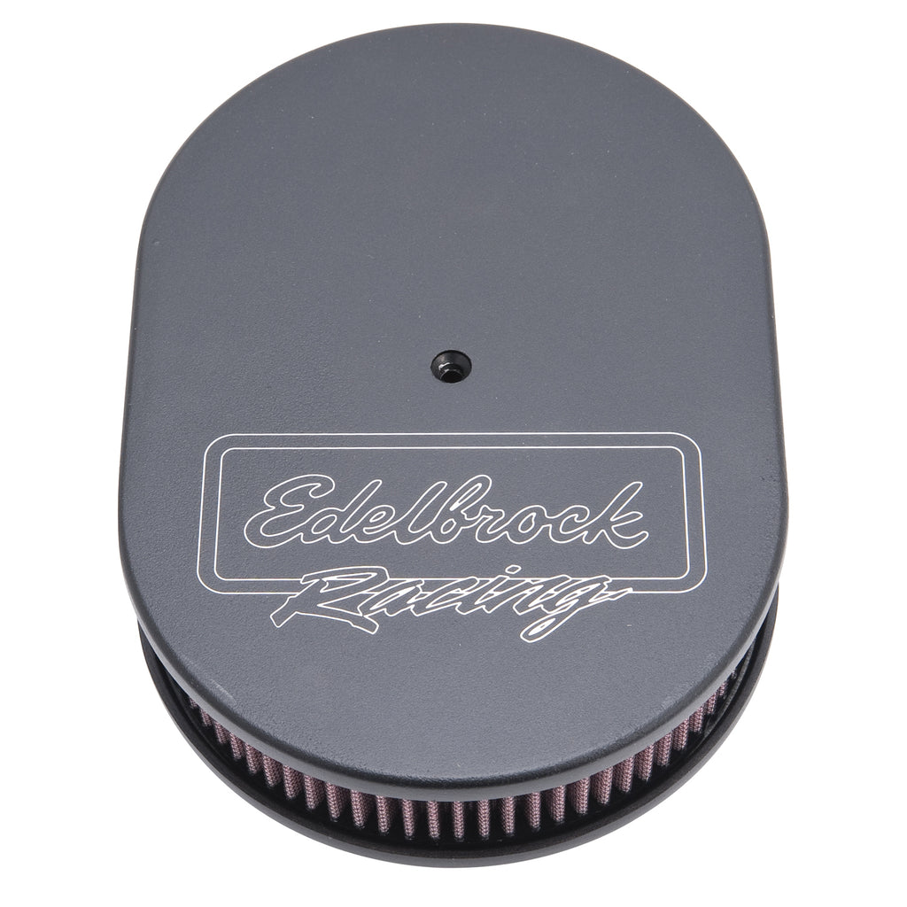 Edelbrock 42203 Victor Series Black Oval Air Cleaner - 2.4" Cotton Element for Dual-Quads