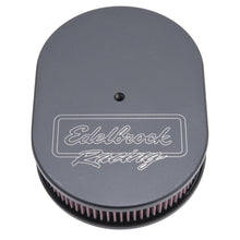 Load image into Gallery viewer, Edelbrock 42203 Victor Series Black Oval Air Cleaner - 2.4" Cotton Element for Dual-Quads