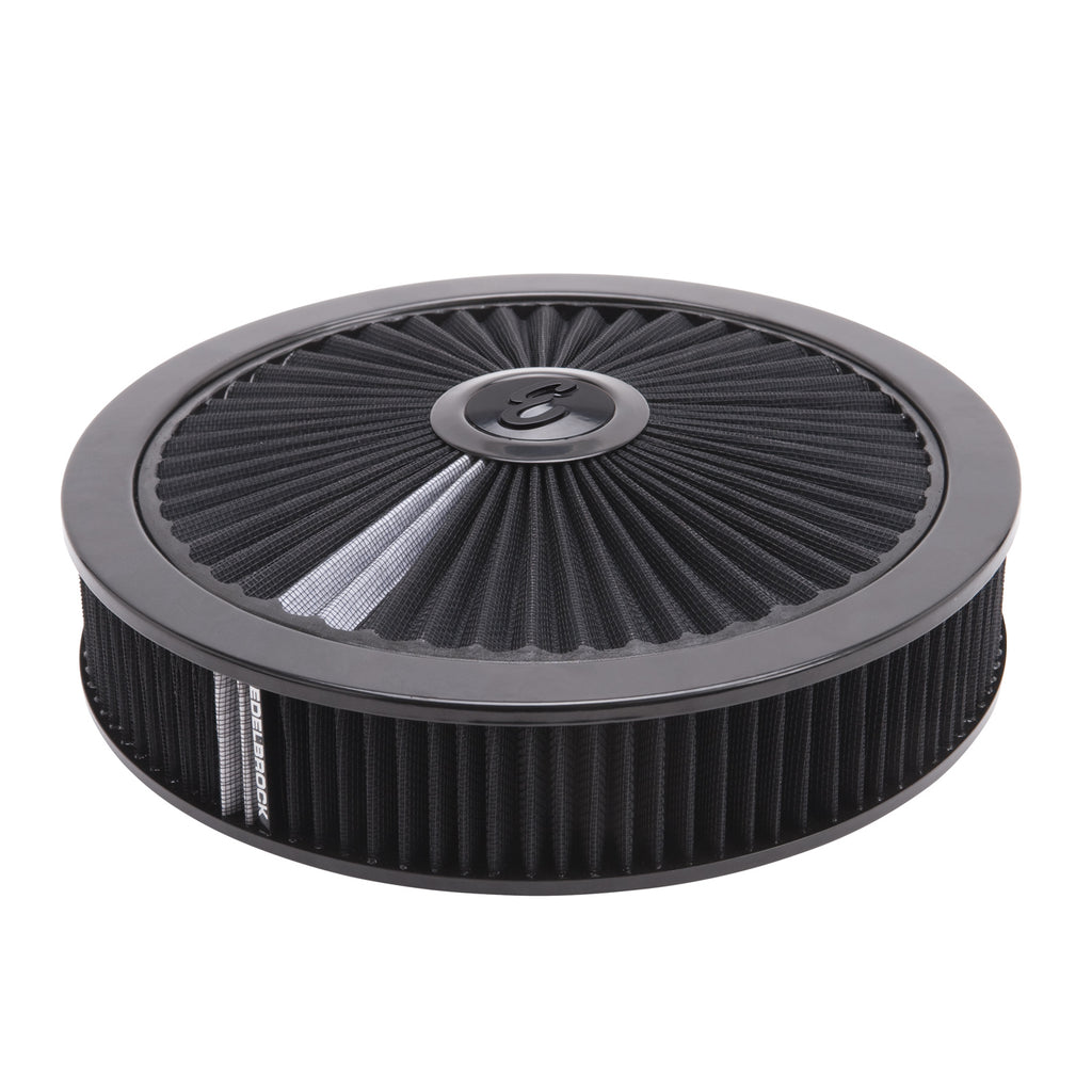 Edelbrock 43662 Pro-Flo Black Round 14" Air Cleaner with 3" Pro-Flo Element (Black)