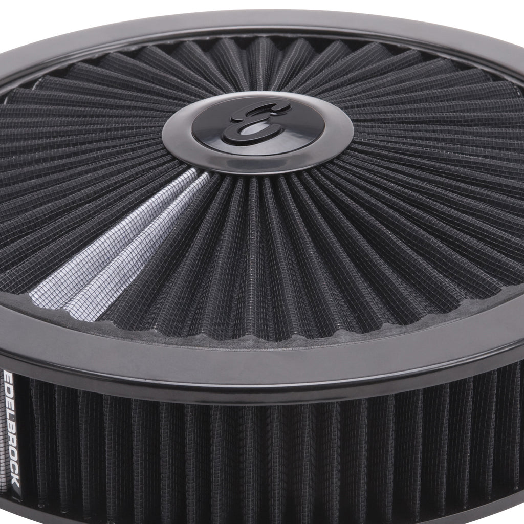 Edelbrock 43662 Pro-Flo Black Round 14" Air Cleaner with 3" Pro-Flo Element (Black)