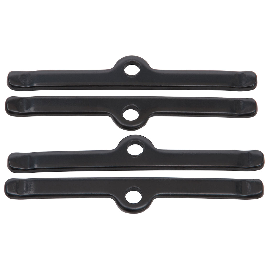 Edelbrock 44263 Hold-Down Tab Kits for Small-Block Chevy 5" long in Black Finish (Qty 4) for Select Chevrolet Bel Air, Chevrolet Biscayne, Chevrolet Blazer, Chevrolet Brookwood, Chevrolet C10, Chevrolet C10 Pickup, Chevrolet C10 Suburban, Chevrolet C20,