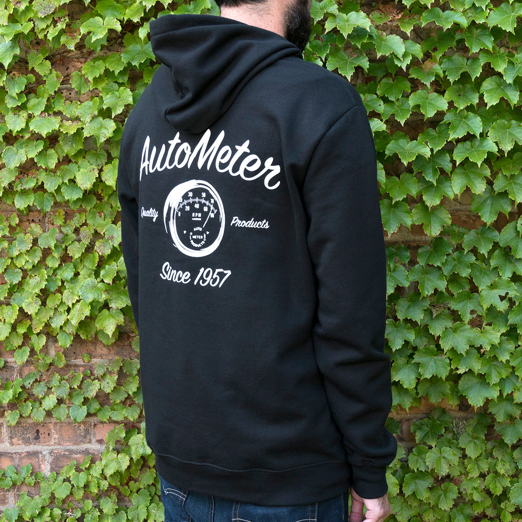 AutoMeter 0448L ZIP HOODIE, ADULT LARGE, BLACK, 'VINTAGE'