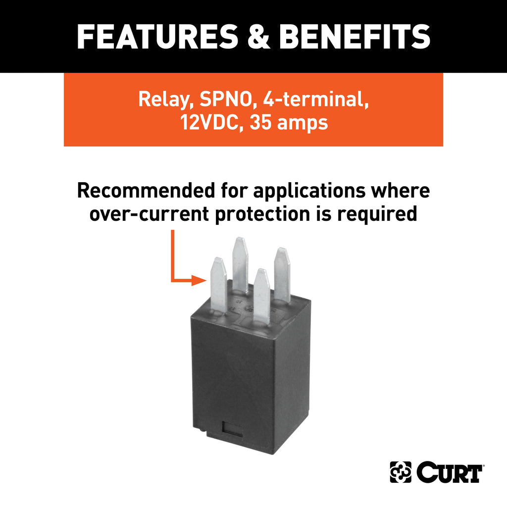 CURT 58480 CURT 58480 SPNO; 4-terminal; 12VDC; 35 Amp Relays; 12-Pack - Truck Part Superstore