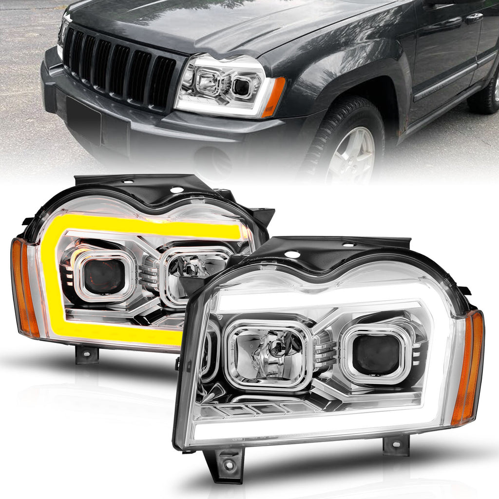 05-07-Jeep-Grand-Cherokee-Projector-Headlights---W-Light-Bar-Switchback-Chrome-Housing