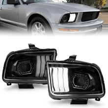 Load image into Gallery viewer, 05-09-Ford-Mustang-(WFactory-Halogen-Hl-Only)-Projector-Headlights-WLight-Bar-Black-Housing