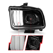 Load image into Gallery viewer, 05-09-Ford-Mustang-(WFactory-Halogen-Hl-Only)-Projector-Headlights-WLight-Bar-Black-Housing