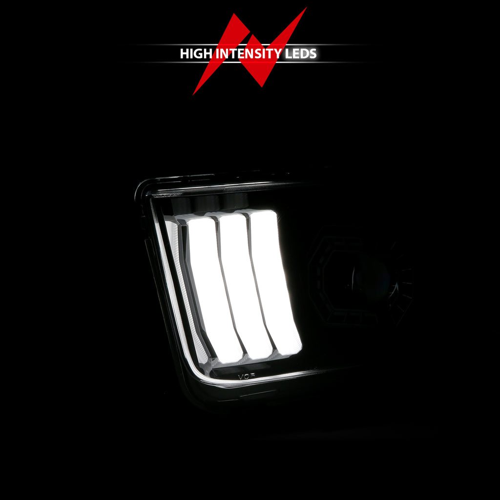 05-09-Ford-Mustang-(WFactory-Halogen-Hl-Only)-Projector-Headlights-WLight-Bar-Black-Housing