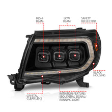 Load image into Gallery viewer, 05-11-Toyota-Tacoma-Full-Proj-Headlights-WLght-Bar-Swchbk-Seq.-Blk.-Housing-WInitiation-Light