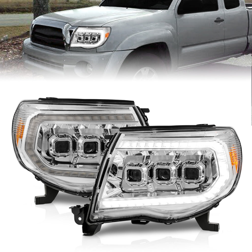 05-11-Toyota-Tacoma-Led-Projector-Headlights-WLight-Bar-Swtchbk-Seq.-Chrome-WInitiation-Light