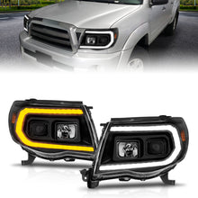 Load image into Gallery viewer, 05-11-Toyota-Tacoma-Projector-Headlights-WLight-Bar-Switchback-Black-Housing