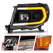 Load image into Gallery viewer, 05-11-Toyota-Tacoma-Projector-Headlights-WLight-Bar-Switchback-Black-Housing