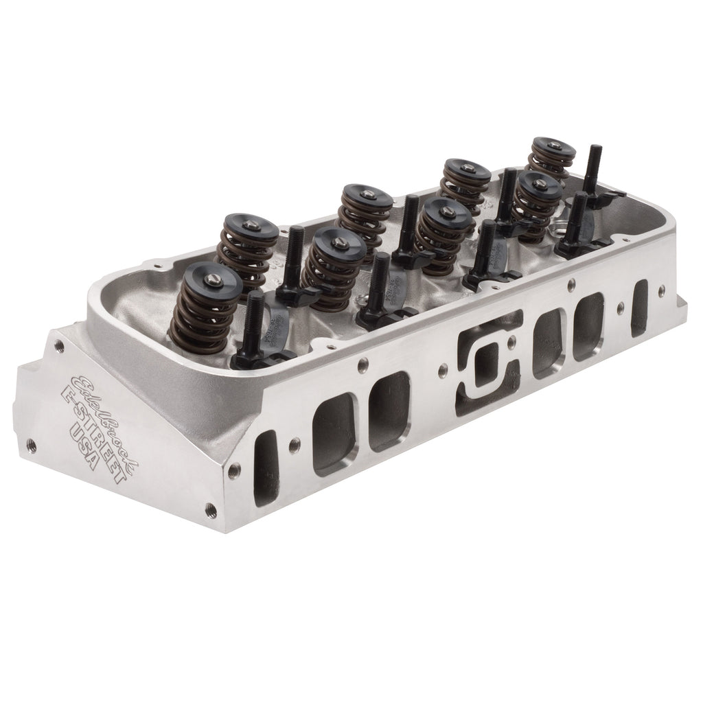 Edelbrock 50459 E-Street Big-Block ChevyHead Cylinder Head Oval COMPLETE Single for Select Chevrolet Bel Air, Chevrolet Biscayne, Chevrolet Blazer, Chevrolet Brookwood, Chevrolet C10, Chevrolet C10 Pickup, Chevrolet C10 Suburban, Chevrolet C20, Chevrolet