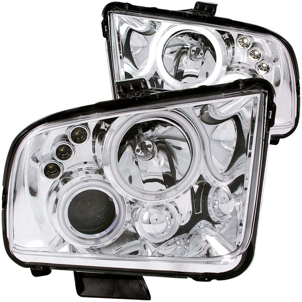 0509-Mustang-Headlights-Projector-With-HaloChrome-Clear-With-Amber-Reflectors