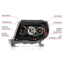 Load image into Gallery viewer, 0511-Tacoma-Black-Clear-Projector-With-Halos-Headlights-DriverPassenger