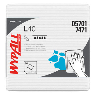 WypAll 05701 L40 Disposable Cleaning and Drying Towels, Quarter Fold