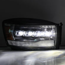 Load image into Gallery viewer, 06-08-Dodge-Ram-1500Hd-Nova-Led-Projheadlights-Plank-Style-Blk-WSeq-SignalDrlAmber-Led