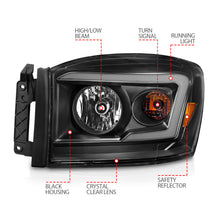 Load image into Gallery viewer, 06-09-Dodge-Ram-150025003500-Headlights-Black-HousingClear-Lens-(W-Light-Bars)