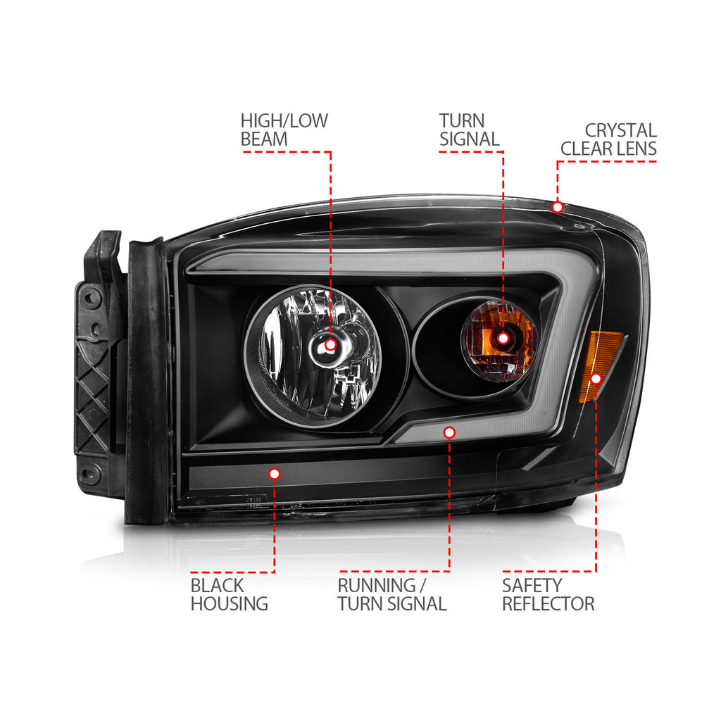 06-09-Dodge-Ram-150025003500-Headlights-Black-HousingClear-Lens-(WSwitchback-Light-Bars)