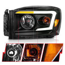 Load image into Gallery viewer, 06-09-Dodge-Ram-150025003500-Headlights-Black-HousingClear-Lens-(WSwitchback-Light-Bars)