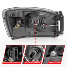 Load image into Gallery viewer, 06-09-Dodge-Ram-150025003500-Headlights-Chrome-HousingClear-Lens-(W-Light-Bars)