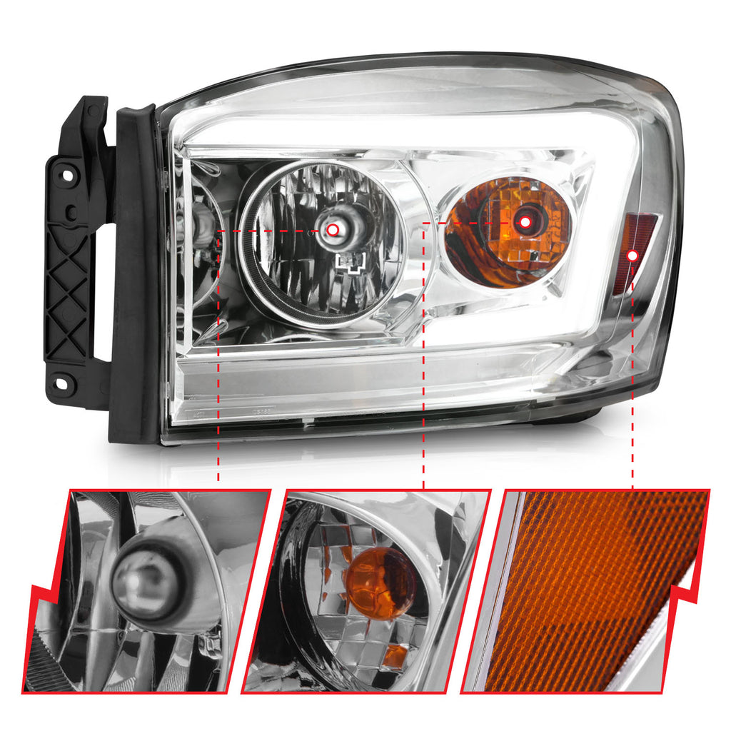 06-09-Dodge-Ram-150025003500-Headlights-Chrome-HousingClear-Lens-(W-Light-Bars)
