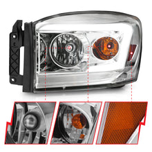 Load image into Gallery viewer, 06-09-Dodge-Ram-150025003500-Headlights-Chrome-HousingClear-Lens-(W-Light-Bars)