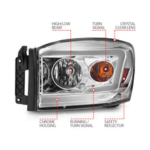 Load image into Gallery viewer, 06-09-Dodge-Ram-150025003500-Headlights-Chrome-HousingClear-Lens-(W-Light-Bars)