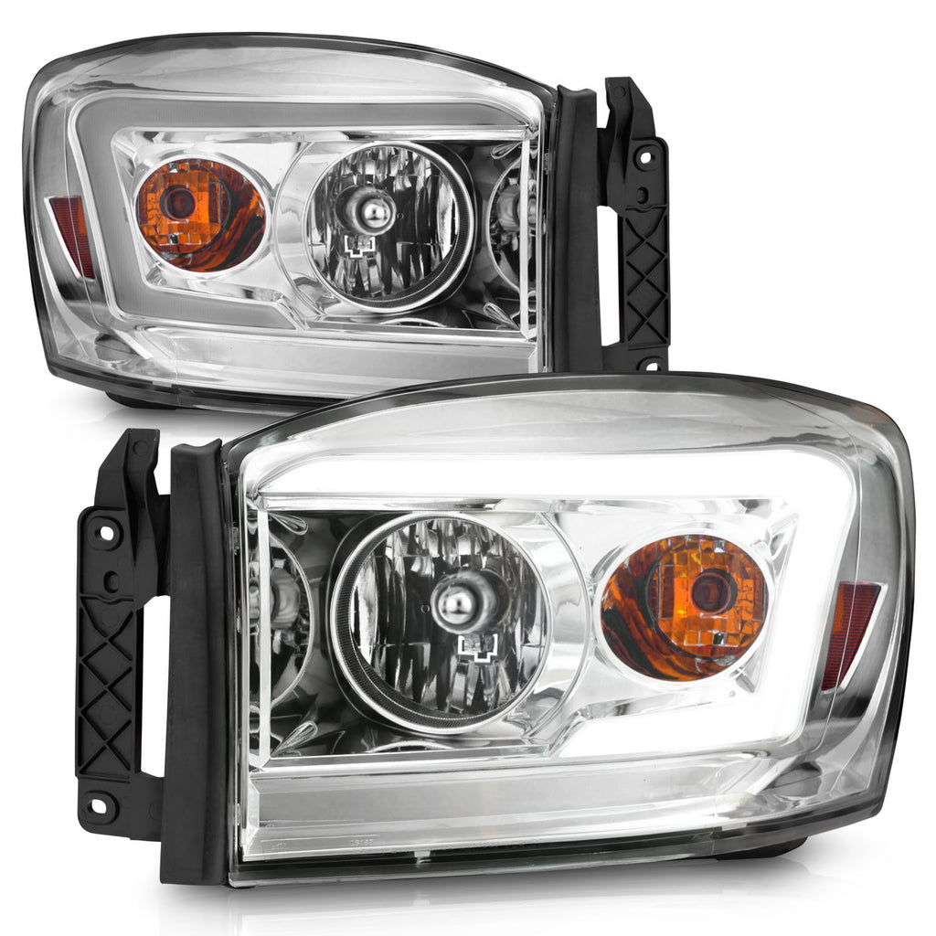 06-09-Dodge-Ram-150025003500-Headlights-Chrome-HousingClear-Lens-(W-Light-Bars)