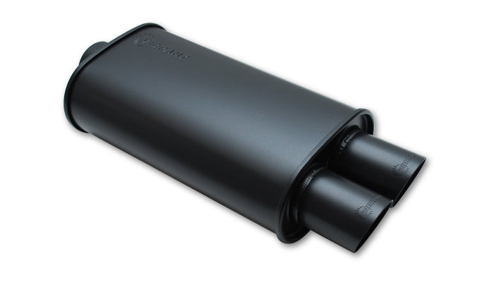 Muffler-Oval-Muffler;-2.5-Inch-By-Dual-3-Inch;-Dimensions-Are-5-Inch-By-9-Inch-By-15-Inch;-T304-Stainless-Steel;-Flat;-Black