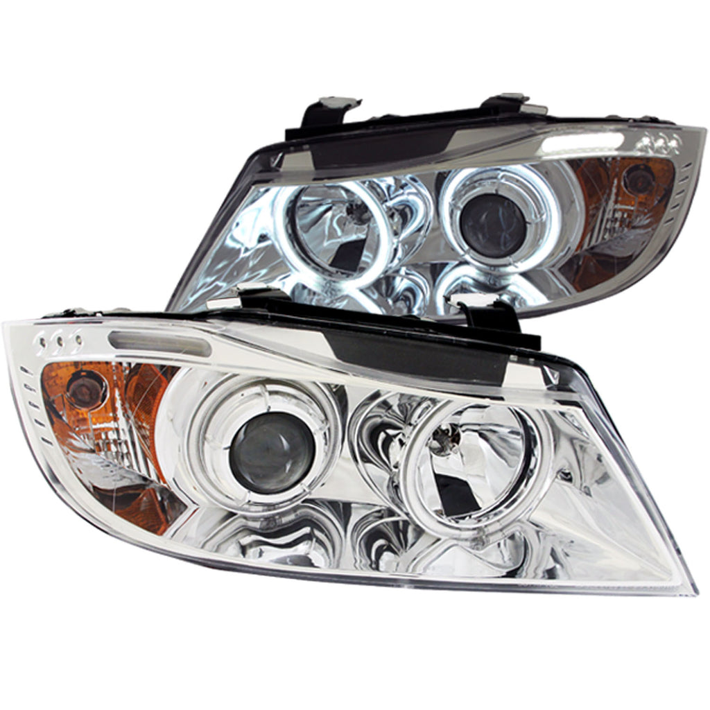 0608-Bmw-3-Series-E90e91-Projector-Halo-WLed-Bar-Chrome-Clear-WAmber(Ccfl)DrivePass
