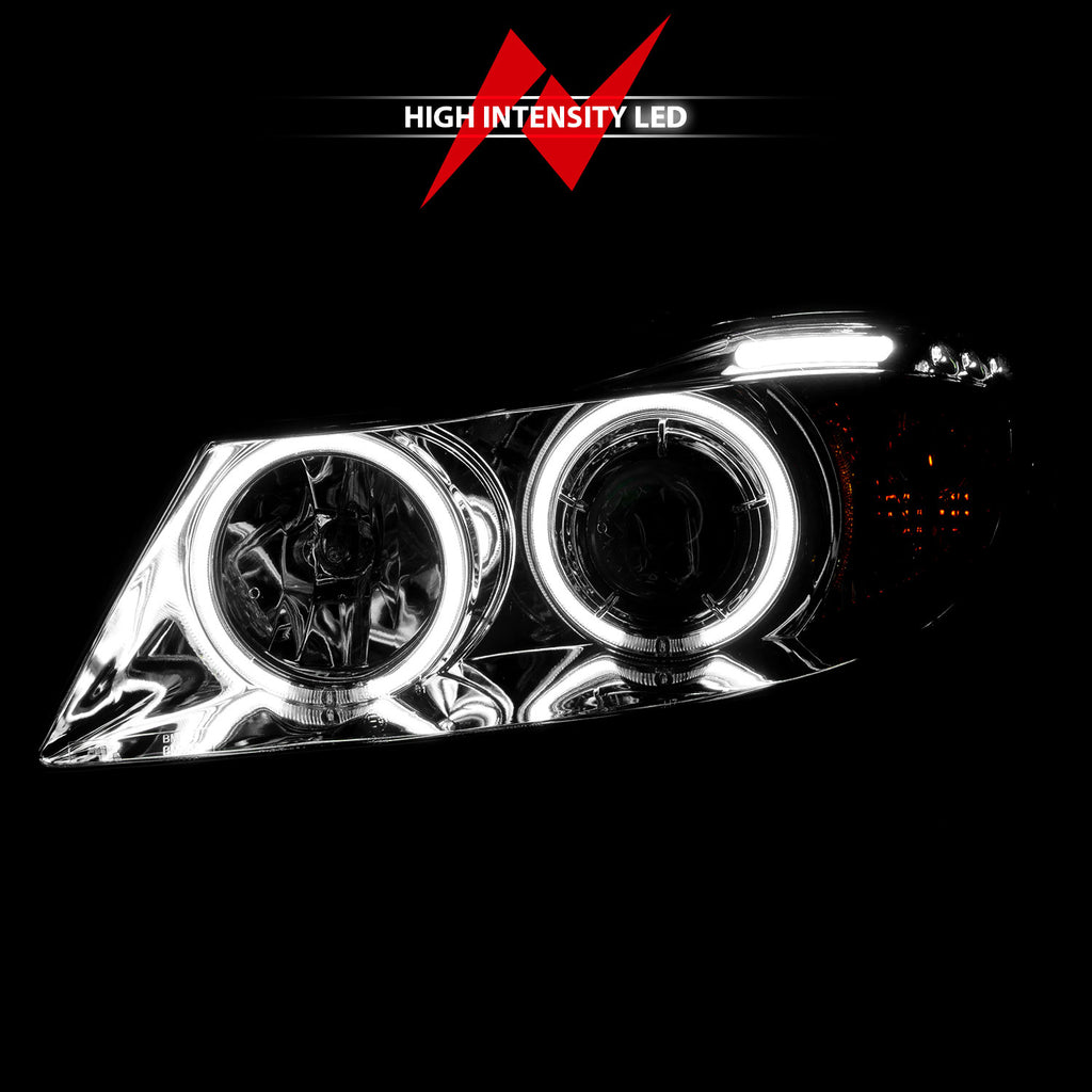 0608-Bmw-3-Series-E90e91-Projector-Halo-WLed-Bar-Chrome-Clear-WAmber(Ccfl)DrivePass