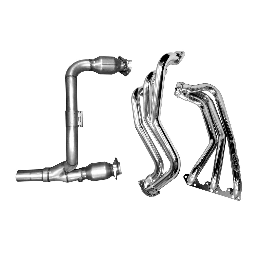 07-11-Jeep-3.8-V6-Long-Tube-Exhaust-Headers-And-Y-Pipe-And-Converters---1-58-Silver-Ceramic