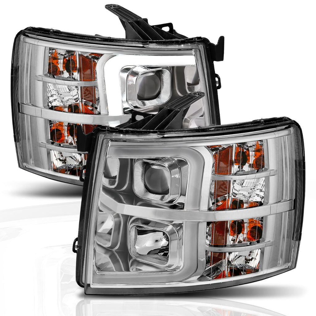 07-13-Chevrolet-Silverado-150025003500-Proj-Headlights-W-Plank-Style-Switchback-Chrome-WAmb