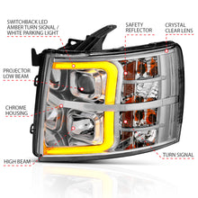 Load image into Gallery viewer, 07-13-Chevrolet-Silverado-150025003500-Proj-Headlights-W-Plank-Style-Switchback-Chrome-WAmb