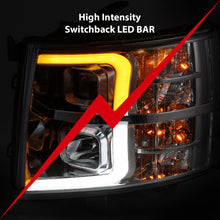 Load image into Gallery viewer, 07-13-Chevrolet-Silverado-150025003500-Proj-Headlights-W-Plank-Style-Switchback-Chrome-WAmb