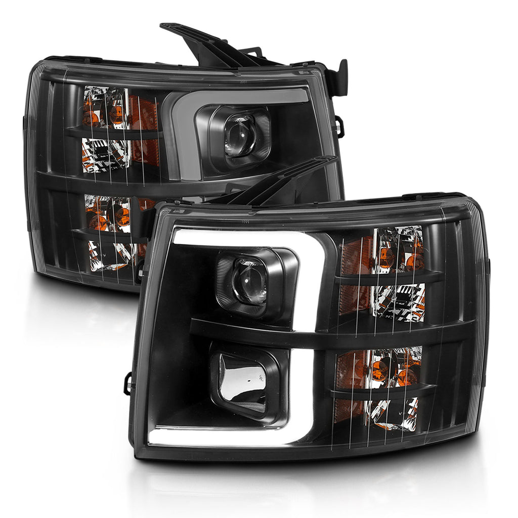 07-13-Chevrolet-Silverado-3500-Projector-Headlights---Black-Amber