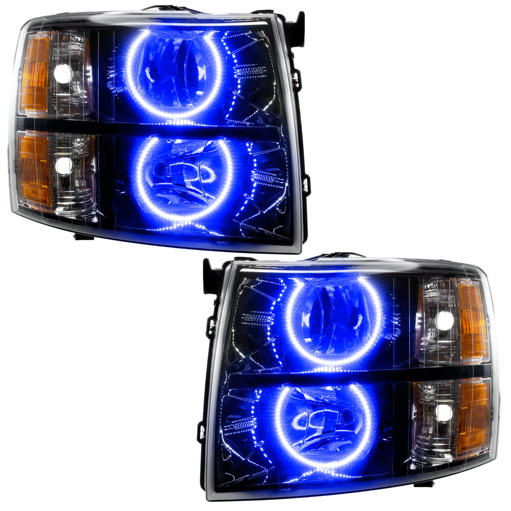 07-13-Chevrolet-Silverado-Assembled-Halo-Headlights-Round-Style---Blk-Housing--Blue