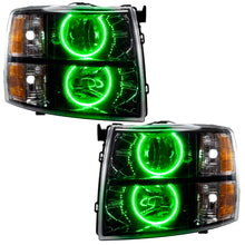 Load image into Gallery viewer, 07-13-Chevrolet-Silverado-Assembled-Halo-Headlights-Round-Style---Blk-Housing--Green